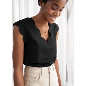 & Other Stories - Linen Blend Scalloped Tank